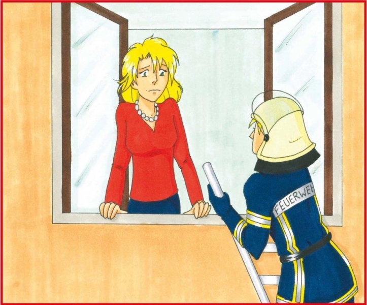 Frau wird von Feuerwehr gerettet